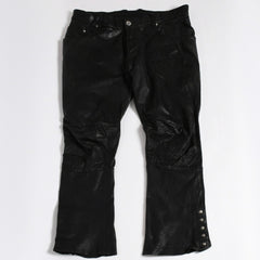 CHROME HEARTS Leather Flare Pants Size 38 Cemetery Cross Patch 10 Patches Cross Ball Black Good Used 4a009101