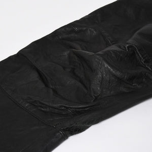 CHROME HEARTS Leather Flare Pants Size 38 Cemetery Cross Patch 10 Patches Cross Ball Black Good Used 4a009101