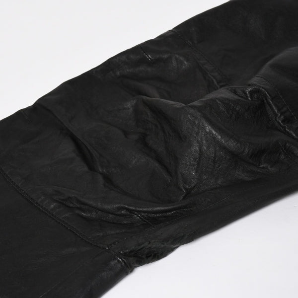 CHROME HEARTS Leather Flare Pants Size 38 Cemetery Cross Patch 10 Patches Cross Ball Black Good Used 4a009101