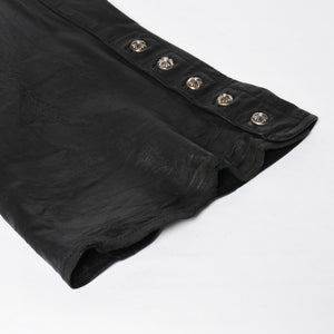 CHROME HEARTS Leather Flare Pants Size 38 Cemetery Cross Patch 10 Patches Cross Ball Black Good Used 4a009101