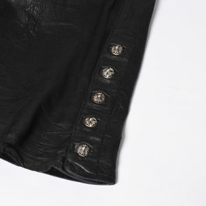 CHROME HEARTS Leather Flare Pants Size 38 Cemetery Cross Patch 10 Patches Cross Ball Black Good Used 4a009101