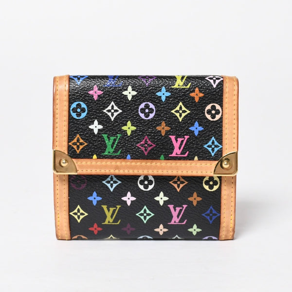 Very Good Condition LOUIS VUITTON Wallet Portomonebier Cult Credit M92983 Monogram Multicolor White Takashi Murakami Gold Hardware Used 4a009072
