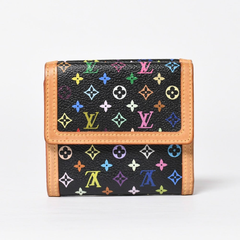 Very Good Condition LOUIS VUITTON Wallet Portomonebier Cult Credit M92983 Monogram Multicolor White Takashi Murakami Gold Hardware Used 4a009072