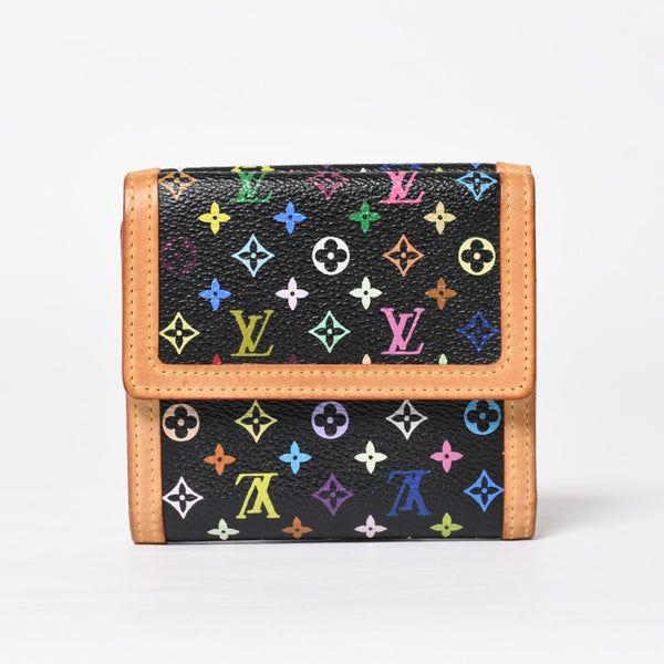 Very Good Condition LOUIS VUITTON Wallet Portomonebier Cult Credit M92983 Monogram Multicolor White Takashi Murakami Gold Hardware Used 4a009072