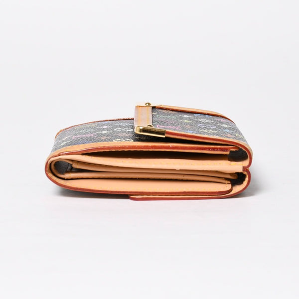 Very Good Condition LOUIS VUITTON Wallet Portomonebier Cult Credit M92983 Monogram Multicolor White Takashi Murakami Gold Hardware Used 4a009072