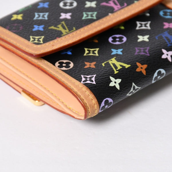 Very Good Condition LOUIS VUITTON Wallet Portomonebier Cult Credit M92983 Monogram Multicolor White Takashi Murakami Gold Hardware Used 4a009072