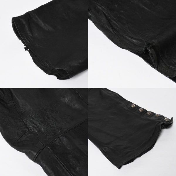 CHROME HEARTS Leather Flare Pants Size 38 Cemetery Cross Patch 10 Patches Cross Ball Black Good Used 4a009101