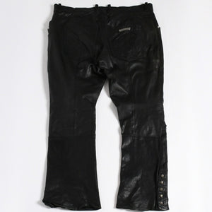 CHROME HEARTS Leather Flare Pants Size 38 Cemetery Cross Patch 10 Patches Cross Ball Black Good Used 4a009101