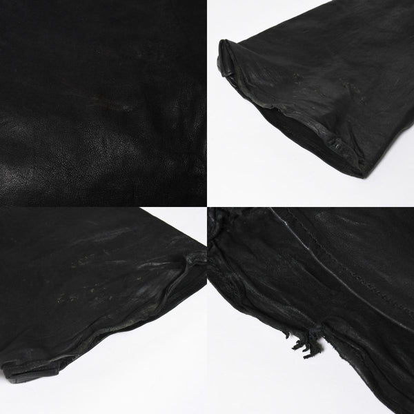 CHROME HEARTS Leather Flare Pants Size 38 Cemetery Cross Patch 10 Patches Cross Ball Black Good Used 4a009101
