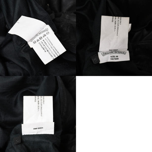 CHROME HEARTS Leather Flare Pants Size 38 Cemetery Cross Patch 10 Patches Cross Ball Black Good Used 4a009101