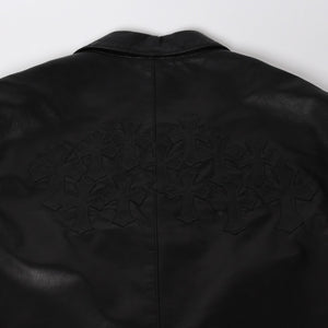 極美品 CHROME HEARTS クロムハーツ シングル テーラードジャケット サイズL セメタリークロスパッチ 31パッチ ラムスキン 中古 4a009095
