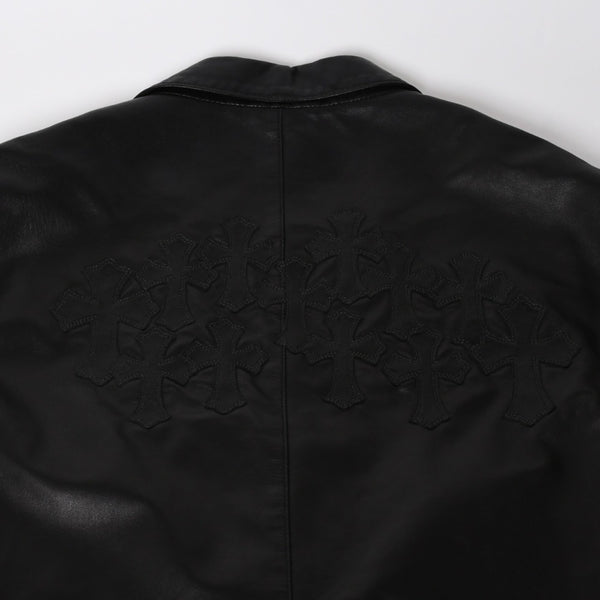 極美品 CHROME HEARTS クロムハーツ シングル テーラードジャケット サイズL セメタリークロスパッチ 31パッチ ラムスキン 中古 4a009095