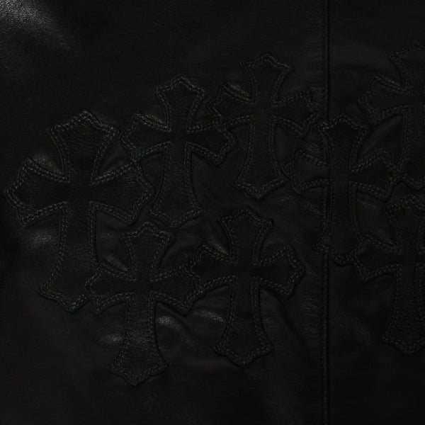 極美品 CHROME HEARTS クロムハーツ シングル テーラードジャケット サイズL セメタリークロスパッチ 31パッチ ラムスキン 中古 4a009095