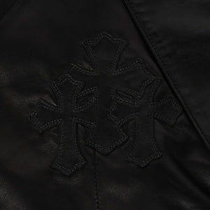 極美品 CHROME HEARTS クロムハーツ シングル テーラードジャケット サイズL セメタリークロスパッチ 31パッチ ラムスキン 中古 4a009095
