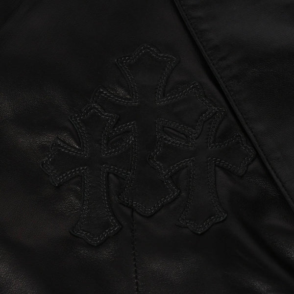 極美品 CHROME HEARTS クロムハーツ シングル テーラードジャケット サイズL セメタリークロスパッチ 31パッチ ラムスキン 中古 4a009095