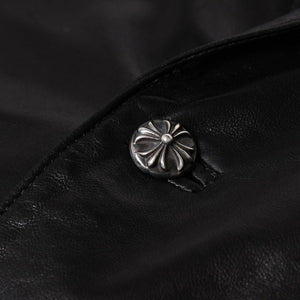 極美品 CHROME HEARTS クロムハーツ シングル テーラードジャケット サイズL セメタリークロスパッチ 31パッチ ラムスキン 中古 4a009095