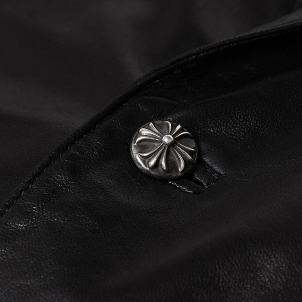 極美品 CHROME HEARTS クロムハーツ シングル テーラードジャケット サイズL セメタリークロスパッチ 31パッチ ラムスキン 中古 4a009095
