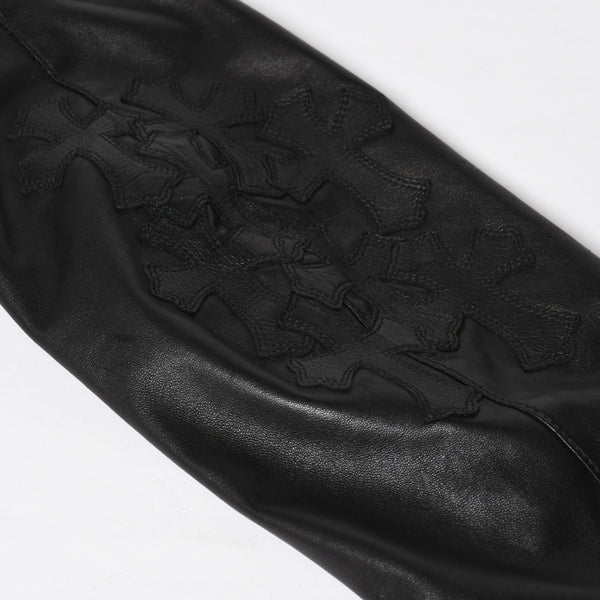 極美品 CHROME HEARTS クロムハーツ シングル テーラードジャケット サイズL セメタリークロスパッチ 31パッチ ラムスキン 中古 4a009095