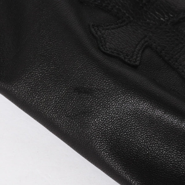 極美品 CHROME HEARTS クロムハーツ シングル テーラードジャケット サイズL セメタリークロスパッチ 31パッチ ラムスキン 中古 4a009095