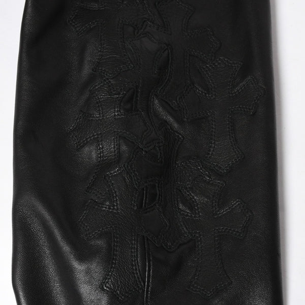 極美品 CHROME HEARTS クロムハーツ シングル テーラードジャケット サイズL セメタリークロスパッチ 31パッチ ラムスキン 中古 4a009095