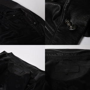 極美品 CHROME HEARTS クロムハーツ シングル テーラードジャケット サイズL セメタリークロスパッチ 31パッチ ラムスキン 中古 4a009095