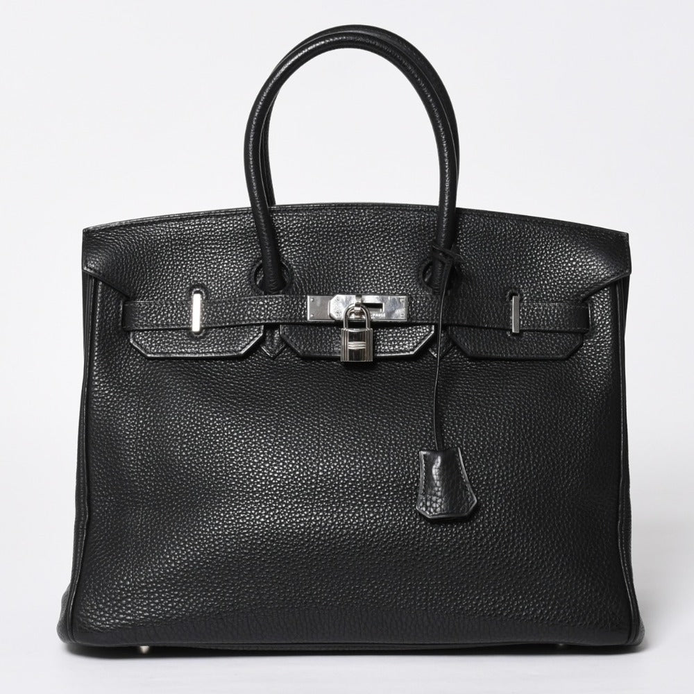 Very good condition HERMES BIRKIN Birkin 35 black silver metal fittings Togo handbag □F stamp used 4a009121