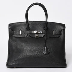 極美品 HERMES エルメス BIRKIN バーキン35 ブラック シルバー金具 トゴハンドバッグ □F刻印 中古 4a009121