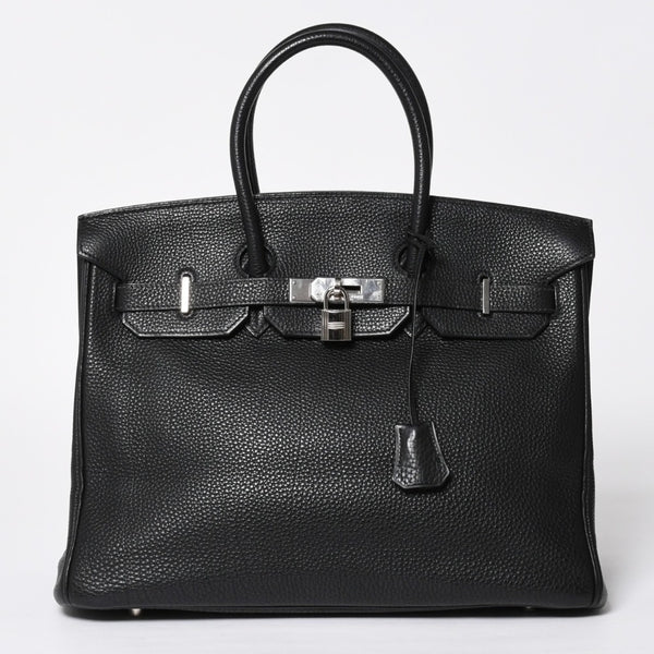 極美品 HERMES エルメス BIRKIN バーキン35 ブラック シルバー金具 トゴハンドバッグ □F刻印 中古 4a009121