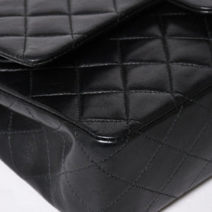極美品 CHANEL シャネル マトラッセ25 Wフラップ Wチェーンショルダーバッグ 7番台 ココマーク ラムスキン ブラック シルバー金具 中古 4a009112