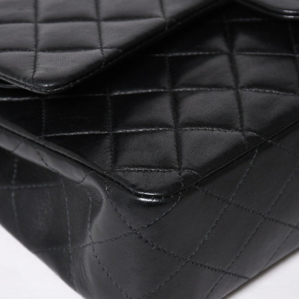 極美品 CHANEL シャネル マトラッセ25 Wフラップ Wチェーンショルダーバッグ 7番台 ココマーク ラムスキン ブラック シルバー金具 中古 4a009112