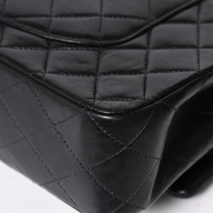 極美品 CHANEL シャネル マトラッセ25 Wフラップ Wチェーンショルダーバッグ 7番台 ココマーク ラムスキン ブラック シルバー金具 中古 4a009112