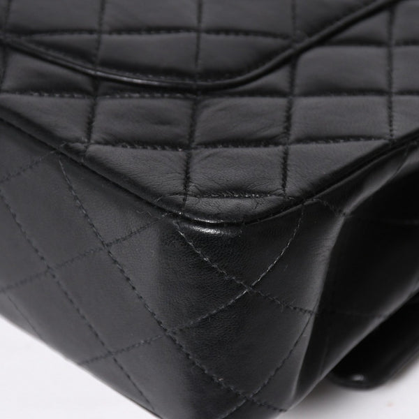 極美品 CHANEL シャネル マトラッセ25 Wフラップ Wチェーンショルダーバッグ 7番台 ココマーク ラムスキン ブラック シルバー金具 中古 4a009112