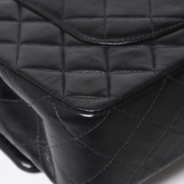 極美品 CHANEL シャネル マトラッセ25 Wフラップ Wチェーンショルダーバッグ 7番台 ココマーク ラムスキン ブラック シルバー金具 中古 4a009112