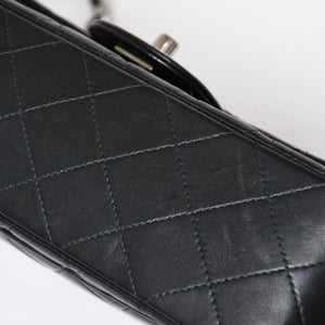 極美品 CHANEL シャネル マトラッセ25 Wフラップ Wチェーンショルダーバッグ 7番台 ココマーク ラムスキン ブラック シルバー金具 中古 4a009112
