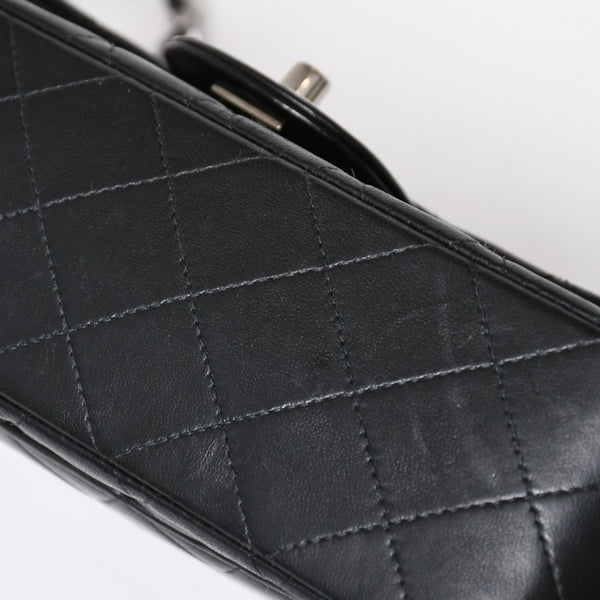 極美品 CHANEL シャネル マトラッセ25 Wフラップ Wチェーンショルダーバッグ 7番台 ココマーク ラムスキン ブラック シルバー金具 中古 4a009112