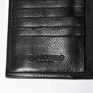 新品未使用 CHROME HEARTS クロムハーツ WAVE CROSS BALL ウェーブ クロスボールボタン レザーウォレット 長財布 ダガー ブラック 中古 4a009091