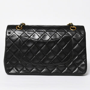CHANEL シャネル マトラッセ25 Wフラップ Wチェーンショルダーバッグ 3番台 ラムスキン ココマーク ブラック ゴールド金具 美品 中古 4a009109