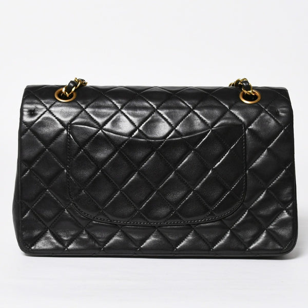 CHANEL シャネル マトラッセ25 Wフラップ Wチェーンショルダーバッグ 3番台 ラムスキン ココマーク ブラック ゴールド金具 美品 中古 4a009109