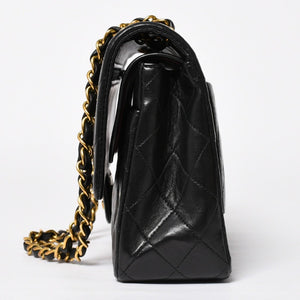 CHANEL シャネル マトラッセ25 Wフラップ Wチェーンショルダーバッグ 3番台 ラムスキン ココマーク ブラック ゴールド金具 美品 中古 4a009109