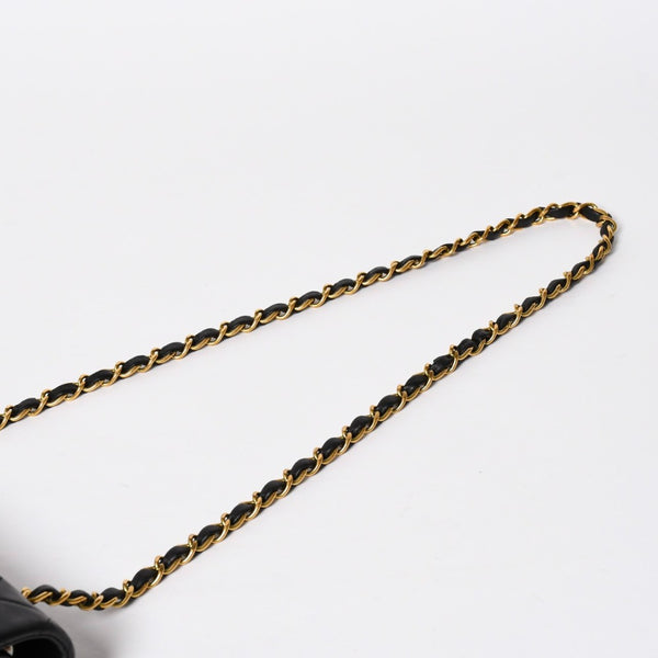 CHANEL シャネル マトラッセ25 Wフラップ Wチェーンショルダーバッグ 3番台 ラムスキン ココマーク ブラック ゴールド金具 美品 中古 4a009109