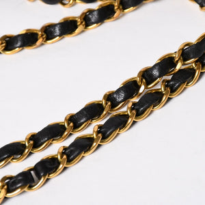 CHANEL シャネル マトラッセ25 Wフラップ Wチェーンショルダーバッグ 3番台 ラムスキン ココマーク ブラック ゴールド金具 美品 中古 4a009109