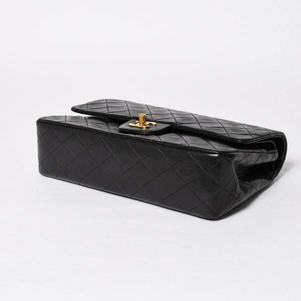 CHANEL シャネル マトラッセ25 Wフラップ Wチェーンショルダーバッグ 3番台 ラムスキン ココマーク ブラック ゴールド金具 美品 中古 4a009109