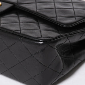 CHANEL シャネル マトラッセ25 Wフラップ Wチェーンショルダーバッグ 3番台 ラムスキン ココマーク ブラック ゴールド金具 美品 中古 4a009109