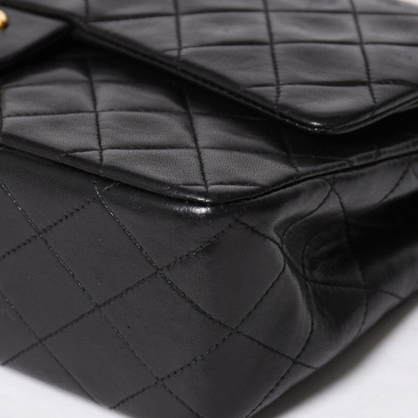 CHANEL シャネル マトラッセ25 Wフラップ Wチェーンショルダーバッグ 3番台 ラムスキン ココマーク ブラック ゴールド金具 美品 中古 4a009109