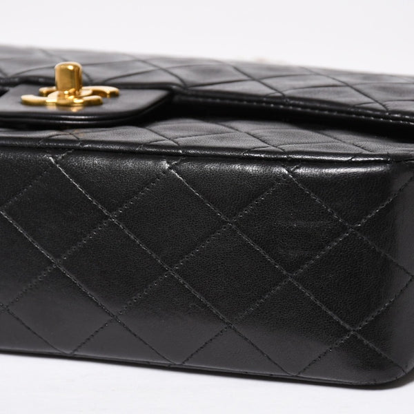 CHANEL シャネル マトラッセ25 Wフラップ Wチェーンショルダーバッグ 3番台 ラムスキン ココマーク ブラック ゴールド金具 美品 中古 4a009109