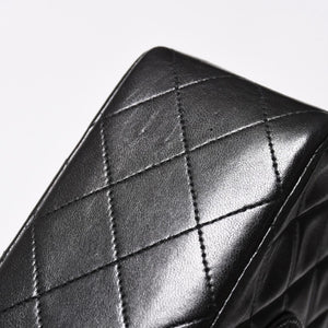 CHANEL シャネル マトラッセ25 Wフラップ Wチェーンショルダーバッグ 3番台 ラムスキン ココマーク ブラック ゴールド金具 美品 中古 4a009109