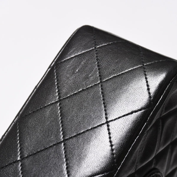 CHANEL シャネル マトラッセ25 Wフラップ Wチェーンショルダーバッグ 3番台 ラムスキン ココマーク ブラック ゴールド金具 美品 中古 4a009109