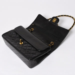 CHANEL シャネル マトラッセ25 Wフラップ Wチェーンショルダーバッグ 3番台 ラムスキン ココマーク ブラック ゴールド金具 美品 中古 4a009109
