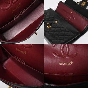CHANEL シャネル マトラッセ25 Wフラップ Wチェーンショルダーバッグ 3番台 ラムスキン ココマーク ブラック ゴールド金具 美品 中古 4a009109