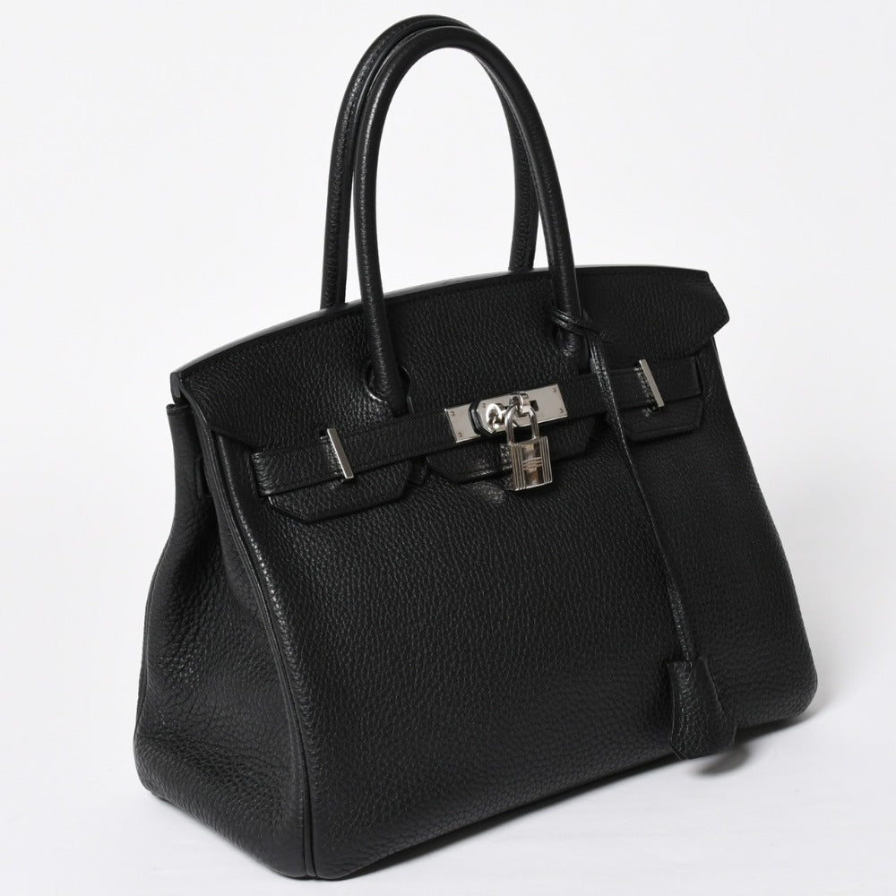 Mint condition HERMES Birkin 30 handbag, black Togo leather, silver hardware. ◻O stamp, used, 4a009106